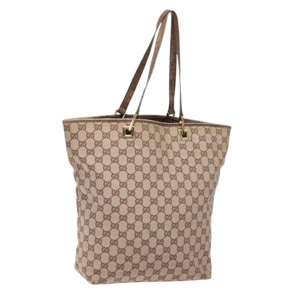 GUCCI GG Canvas Tote Bag Brown Gold Auth - Picture 1 of 16